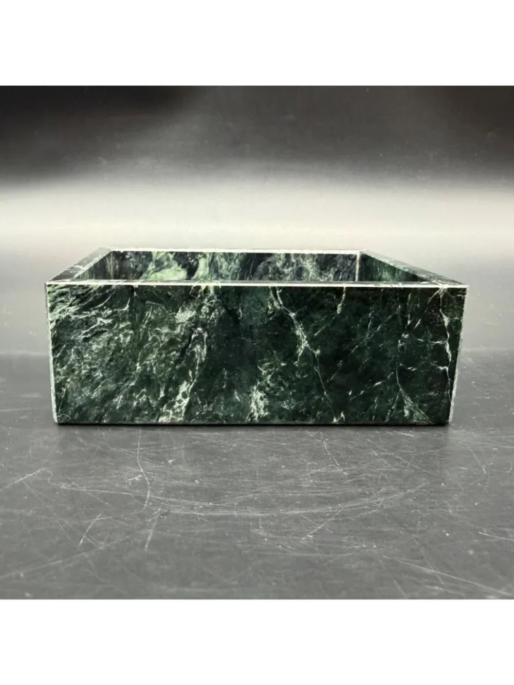 Green Marble Tray Dish Vanity Home Decor 1990s Vintage Retro Jewelry Storage Box